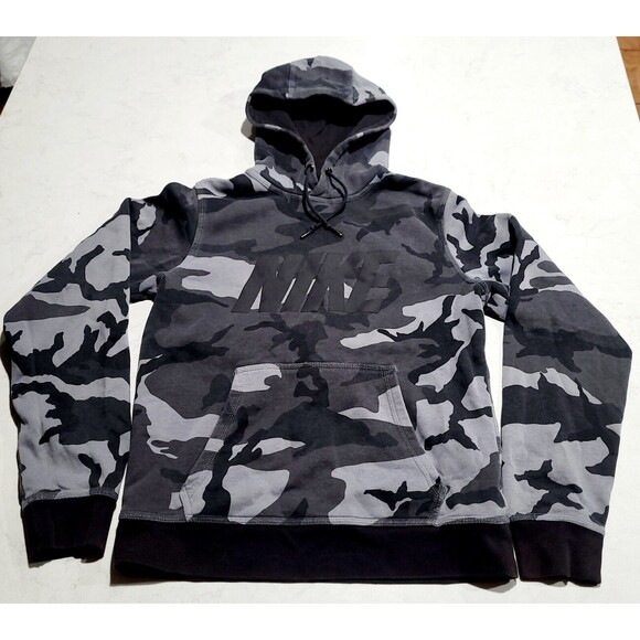 NIKE THERMA-FIT CAMO HOODIE SWEATSHIRT Tech Size Small Fleece Lined EUC - Picture 2 of 9